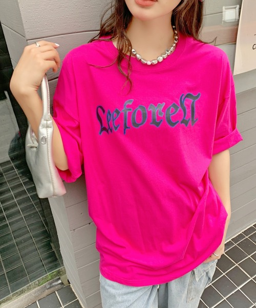 SHEENA(シーナ)の「バックプリントグラフィックオーバーサイズTシャツ(Tシャツ/カットソー・レディース・ブラック/オレンジ/ピンク/ホワイト/ベージュ・M)」の11枚目の写真