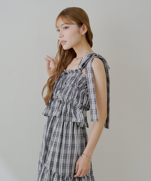 美品⁂センソユニコ⁂ロングワンピース　総柄　チェック　変形ヘム　アシメ　ベージュ 美品⁂センソユニコ⁂ロングベストチュニック 変形アシメ 切り替