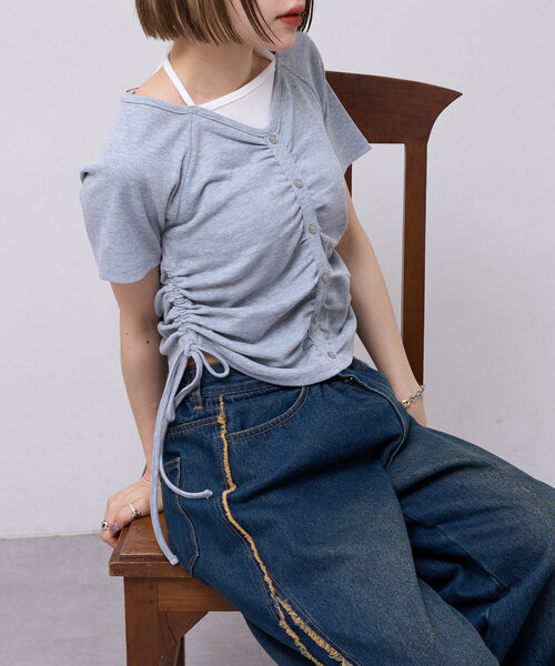 w closet（ダブルクローゼット）の「【新色登場！/6色展開】ホルターレイヤードＴ（Tシャツ/カットソー・レディース・アイボリー/グレー/ネイビー/オフホワイト/ブラック/ピンク・FREE）」の5枚目の写真