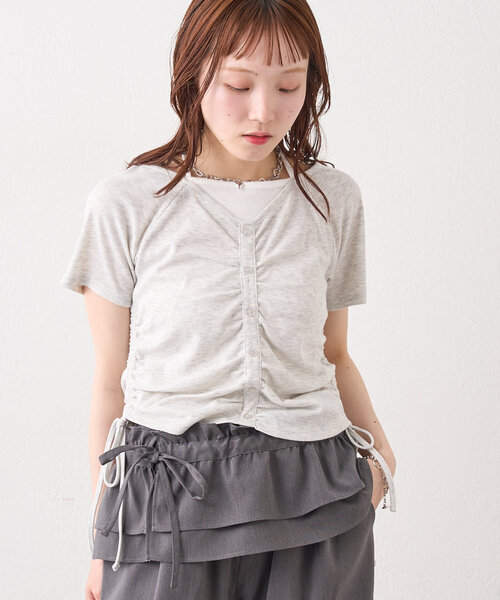 w closet（ダブルクローゼット）の「【新色登場！/6色展開】ホルターレイヤードＴ（Tシャツ/カットソー・レディース・アイボリー/グレー/ネイビー/オフホワイト/ブラック/ピンク・FREE）」の3枚目の写真