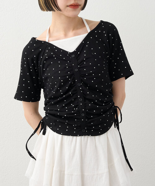 w closet（ダブルクローゼット）の「【新色登場！/6色展開】ホルターレイヤードＴ（Tシャツ/カットソー・レディース・アイボリー/グレー/ネイビー/オフホワイト/ブラック/ピンク・FREE）」の4枚目の写真