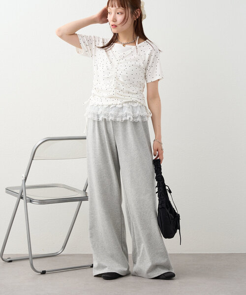 w closet（ダブルクローゼット）の「【新色登場！/6色展開】ホルターレイヤードＴ（Tシャツ/カットソー・レディース・アイボリー/グレー/ネイビー/オフホワイト/ブラック/ピンク・FREE）」の11枚目の写真