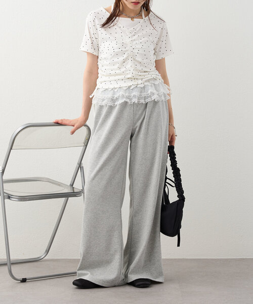 w closet（ダブルクローゼット）の「【新色登場！/6色展開】ホルターレイヤードＴ（Tシャツ/カットソー・レディース・アイボリー/グレー/ネイビー/オフホワイト/ブラック/ピンク・FREE）」の12枚目の写真