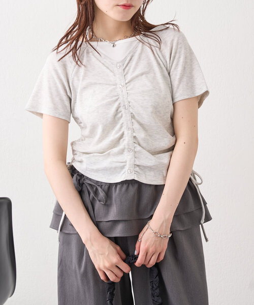 w closet（ダブルクローゼット）の「【新色登場！/6色展開】ホルターレイヤードＴ（Tシャツ/カットソー・レディース・アイボリー/グレー/ネイビー/オフホワイト/ブラック/ピンク・FREE）」の18枚目の写真