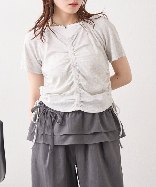 w closet（ダブルクローゼット）の「【新色登場！/6色展開】ホルターレイヤードＴ（Tシャツ/カットソー・レディース・アイボリー/グレー/ネイビー/オフホワイト/ブラック/ピンク・FREE）」の19枚目の写真