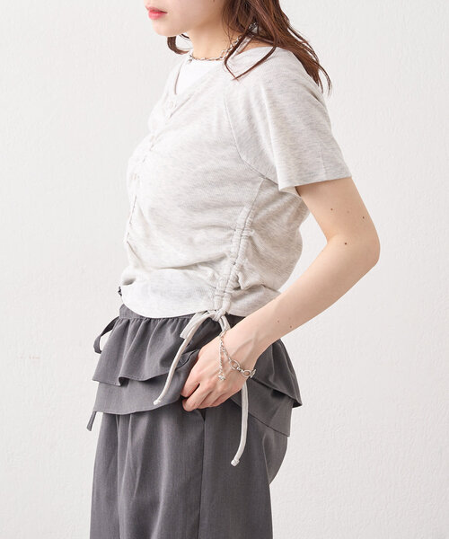 w closet（ダブルクローゼット）の「【新色登場！/6色展開】ホルターレイヤードＴ（Tシャツ/カットソー・レディース・アイボリー/グレー/ネイビー/オフホワイト/ブラック/ピンク・FREE）」の20枚目の写真