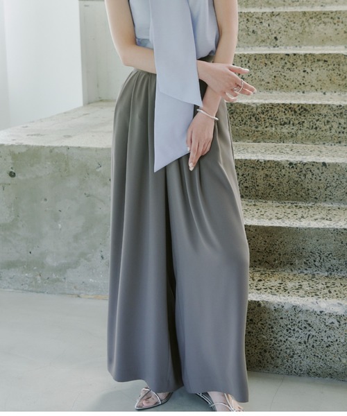 セール】ダブルサテンタックワイドパンツ（その他パンツ