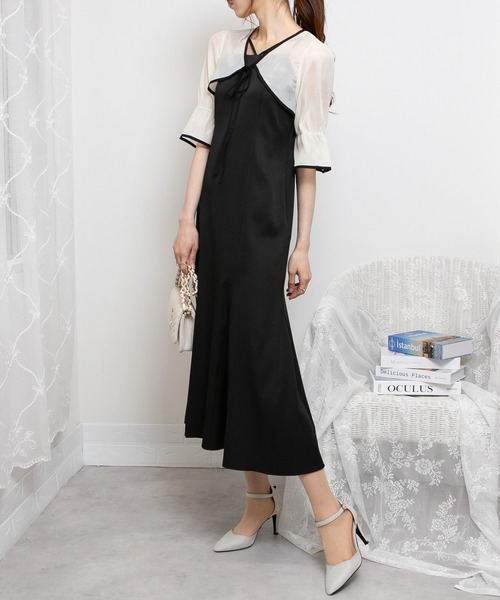 セール】シアーリボンボレロ付キャミワンピース アンサンブル
