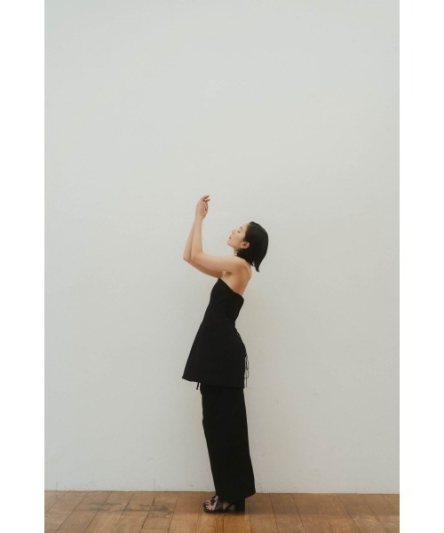 Knuth Marf】 lace up bare tunic/black 2way docking unique tops