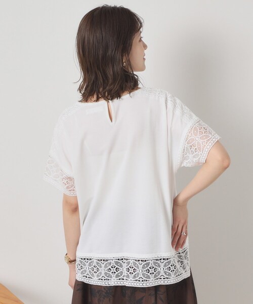 ITS'DEMO(イッツデモ)の「【吸水速乾/手洗い可/洗濯後しわになりにくい】カットミラノレーストップス(Tシャツ/カットソー・レディース・ブラック/ベビーピンク/サックスブルー/オフホワイト・00)」の7枚目の写真