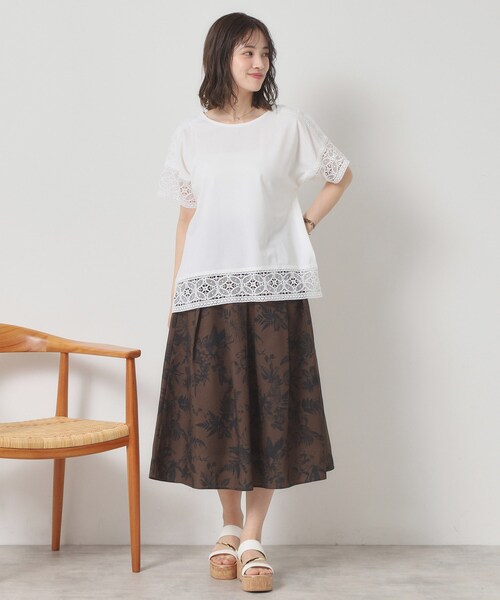 ITS'DEMO(イッツデモ)の「【吸水速乾/手洗い可/洗濯後しわになりにくい】カットミラノレーストップス(Tシャツ/カットソー・レディース・ブラック/ベビーピンク/サックスブルー/オフホワイト・00)」の8枚目の写真