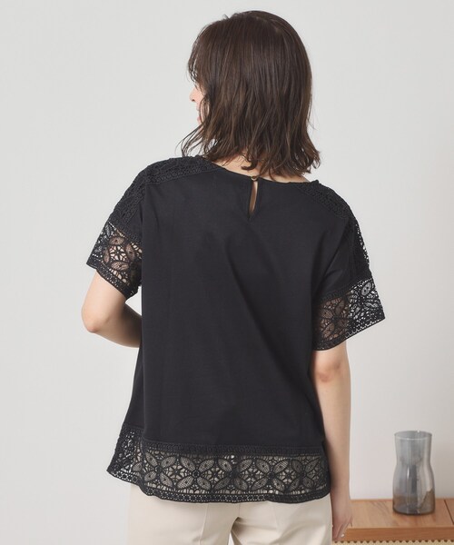 ITS'DEMO(イッツデモ)の「【吸水速乾/手洗い可/洗濯後しわになりにくい】カットミラノレーストップス(Tシャツ/カットソー・レディース・ブラック/ベビーピンク/サックスブルー/オフホワイト・00)」の11枚目の写真