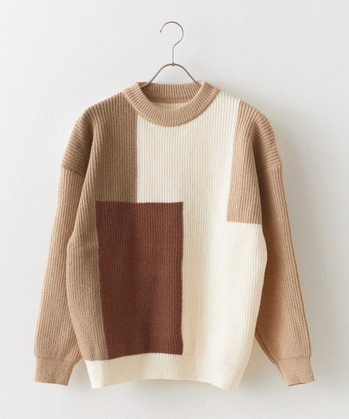 ROOPTOKYO(ループトウキョウ)の「クルーネック ブロッキングデザイン ニット(ニット/セーター・メンズ・ブラック/ベージュ/グリーン・M/L/XL)」の11枚目の写真