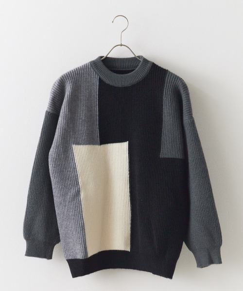 ROOPTOKYO(ループトウキョウ)の「クルーネック ブロッキングデザイン ニット(ニット/セーター・メンズ・ブラック/ベージュ/グリーン・M/L/XL)」の20枚目の写真