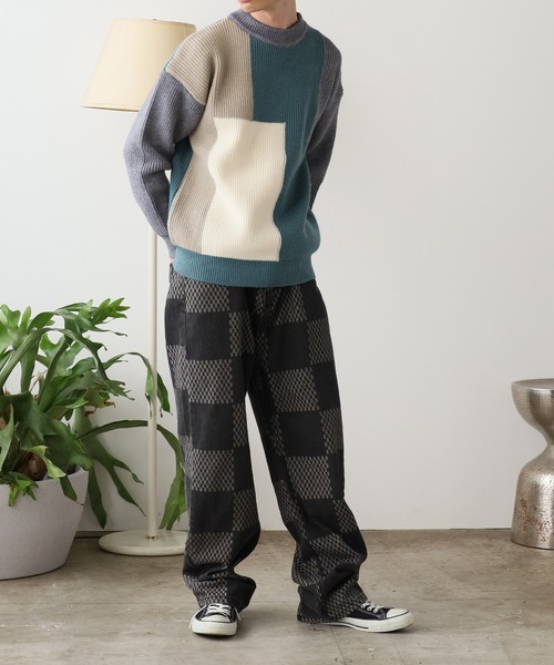 ROOPTOKYO(ループトウキョウ)の「クルーネック ブロッキングデザイン ニット(ニット/セーター・メンズ・ブラック/ベージュ/グリーン・M/L/XL)」の18枚目の写真