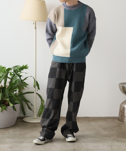 ROOPTOKYO(ループトウキョウ)の「クルーネック ブロッキングデザイン ニット(ニット/セーター・メンズ・ブラック/ベージュ/グリーン・M/L/XL)」の19枚目の写真