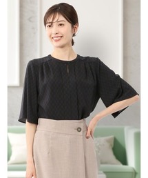 m.f.editorial（エムエフエディトリアル）の「【ストレッチ】m.f.エディトリアルレディース ホック付きクルー 半袖プルオーバーブラウス（シャツ/ブラウス）」