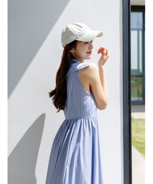 SNIDEL(スナイデル)の「アメスリシャツワンピース(ワンピース・レディース・ブルー/ホワイト/ネイビー・0/1)」の4枚目の写真