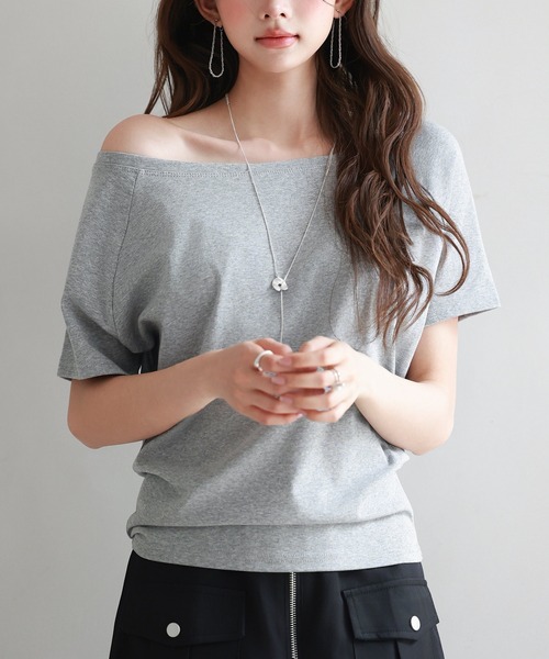 SAISON DE PAPILLON(セゾンドパピヨン)の「2wayラグランスリーブTシャツ(Tシャツ/カットソー・レディース・ホワイト/ブラック/グレー・S/M/L)」の3枚目の写真