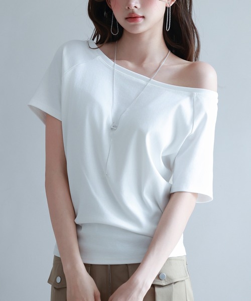 SAISON DE PAPILLON(セゾンドパピヨン)の「2wayラグランスリーブTシャツ(Tシャツ/カットソー・レディース・ホワイト/ブラック/グレー・S/M/L)」の2枚目の写真