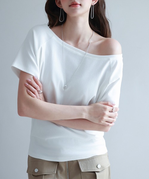 SAISON DE PAPILLON(セゾンドパピヨン)の「2wayラグランスリーブTシャツ(Tシャツ/カットソー・レディース・ホワイト/ブラック/グレー・S/M/L)」の5枚目の写真