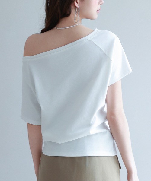 SAISON DE PAPILLON(セゾンドパピヨン)の「2wayラグランスリーブTシャツ(Tシャツ/カットソー・レディース・ホワイト/ブラック/グレー・S/M/L)」の6枚目の写真