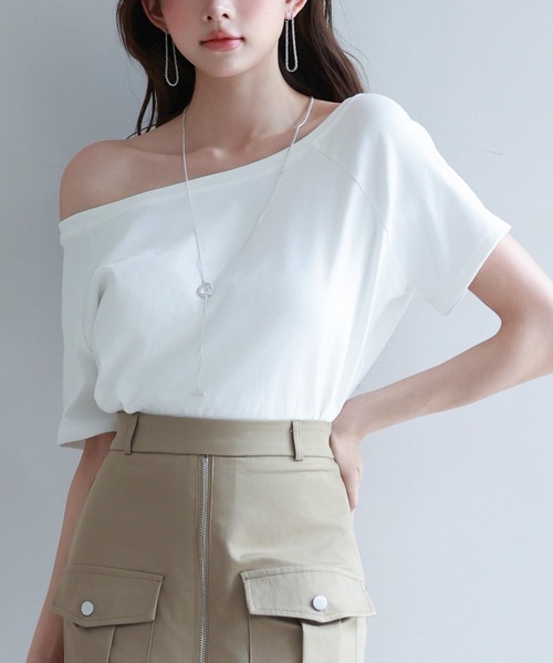 SAISON DE PAPILLON(セゾンドパピヨン)の「2wayラグランスリーブTシャツ(Tシャツ/カットソー・レディース・ホワイト/ブラック/グレー・S/M/L)」の10枚目の写真