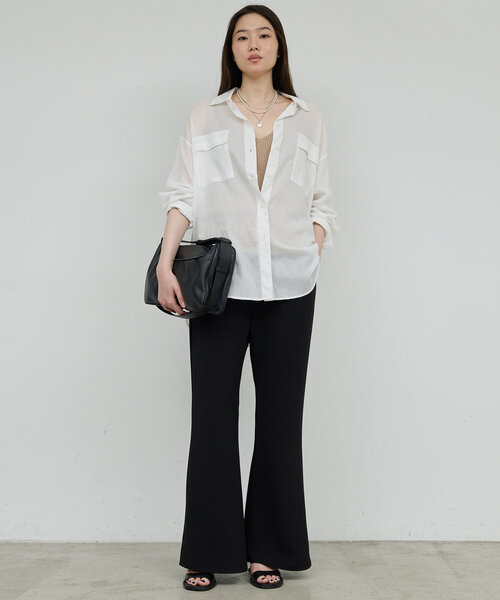 GALLARDAGALANTE（ガリャルダガランテ）の「【好評につき2サイズ登場！】【美脚パンツの新型】ワイドドロストフレアパンツ（その他パンツ・レディース・ブラック/ブラウン・0/1）」の6枚目の写真