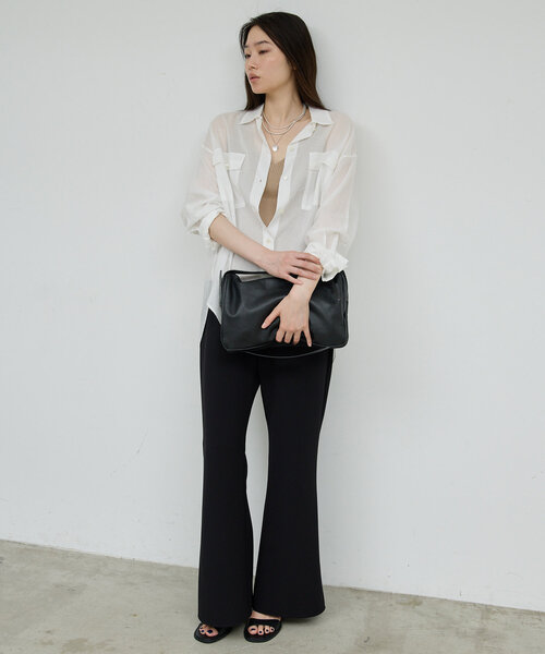 GALLARDAGALANTE（ガリャルダガランテ）の「【好評につき2サイズ登場！】【美脚パンツの新型】ワイドドロストフレアパンツ（その他パンツ・レディース・ブラック/ブラウン・0/1）」の7枚目の写真