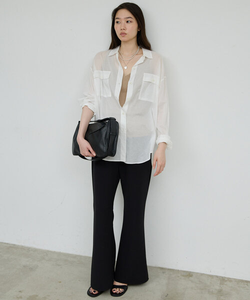 GALLARDAGALANTE（ガリャルダガランテ）の「【好評につき2サイズ登場！】【美脚パンツの新型】ワイドドロストフレアパンツ（その他パンツ・レディース・ブラック/ブラウン・0/1）」の8枚目の写真