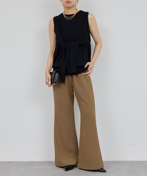 GALLARDAGALANTE（ガリャルダガランテ）の「【好評につき2サイズ登場！】【美脚パンツの新型】ワイドドロストフレアパンツ（その他パンツ・レディース・ブラック/ブラウン・0/1）」の21枚目の写真