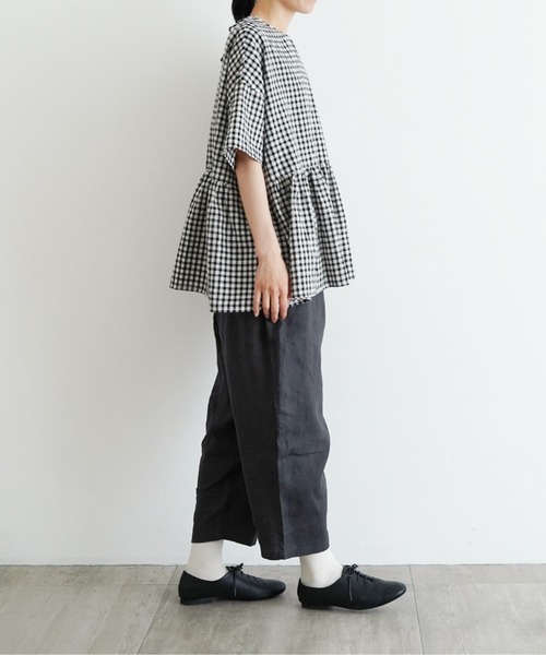オオカミとフクロウ　シャツ ✨️オオカミとフクロウ 日本製 ギャザーシャツ ベージュ系 ゆる