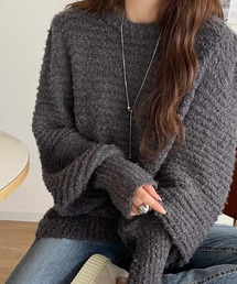 ゆるっとシルエットで大人可愛く!ぽわん袖クルーネックプルオーバー(長袖)