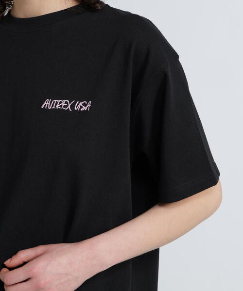 AVIREX(アヴィレックス)の「《直営店限定》GRAFFITI EMB T-SHIRT/グラフィティー刺繍Tシャツ(Tシャツ/カットソー・レディース・ミント/ホワイト/ブラック・F)」の8枚目の写真