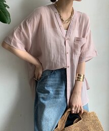 DouDou（ドゥドゥ）の「リヨセルリネン半袖VVシャツ（シャツ/ブラウス）」