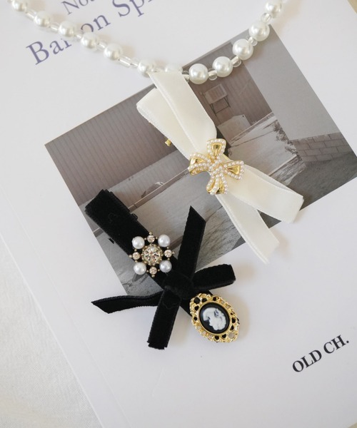 パールクリスタル装飾 ブラックヘアクリップ 楽天市場】＜＜限定5点＞＞□L'HAIR DE PARIS□□豪華☆全面