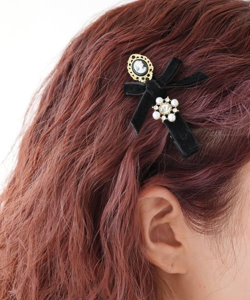 パールクリスタル装飾 ブラックヘアクリップ 楽天市場】＜＜限定5点＞＞□L'HAIR DE PARIS□□豪華☆全面