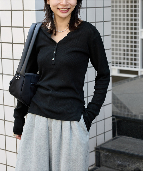 JOURNAL STANDARD(ジャーナルスタンダード)の「ウォッシャブル WPEヘンリープルオーバー(ニット/セーター・レディース・チャコールグレー/ブラック/グリーン/ベージュ/イエロー・FREE)」の14枚目の写真