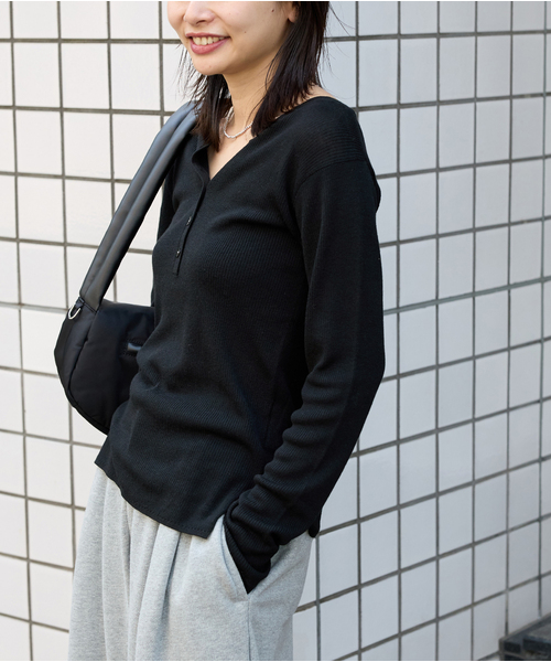 JOURNAL STANDARD(ジャーナルスタンダード)の「ウォッシャブル WPEヘンリープルオーバー(ニット/セーター・レディース・チャコールグレー/ブラック/グリーン/ベージュ/イエロー・FREE)」の10枚目の写真