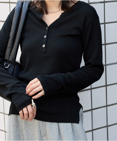 JOURNAL STANDARD(ジャーナルスタンダード)の「ウォッシャブル WPEヘンリープルオーバー(ニット/セーター・レディース・チャコールグレー/ブラック/グリーン/ベージュ/イエロー・FREE)」の12枚目の写真