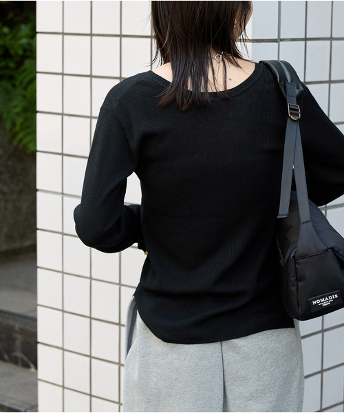 JOURNAL STANDARD(ジャーナルスタンダード)の「ウォッシャブル WPEヘンリープルオーバー(ニット/セーター・レディース・チャコールグレー/ブラック/グリーン/ベージュ/イエロー・FREE)」の8枚目の写真