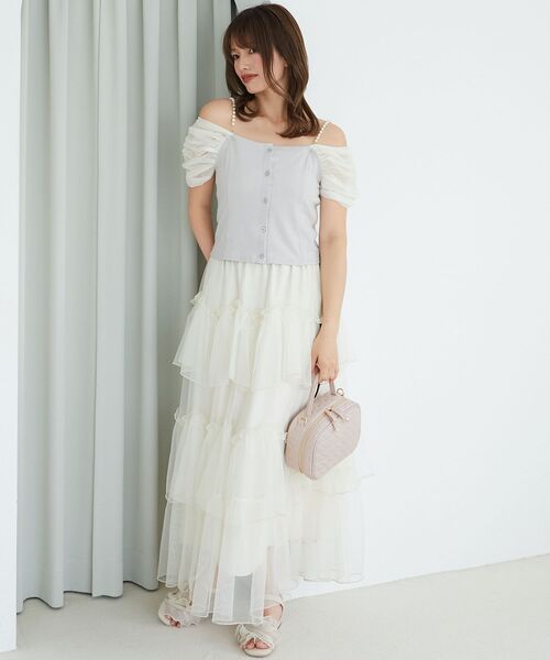MAJESTIC LEGON(マジェスティックレゴン)の「パールチェーン異素材トップス(Tシャツ/カットソー・レディース・ピンクベージュ/ブラック/グレー・MEDIUM)」の13枚目の写真