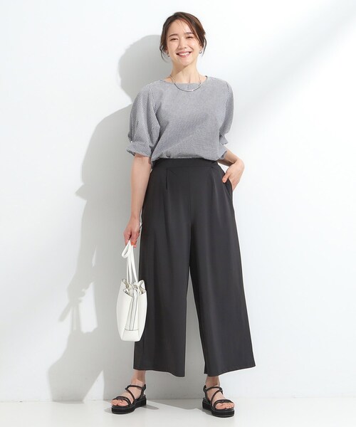 SHOO・LA・RUE（シューラルー）の「【S-LL/軽量】さらさらストレッチ ガウチョパンツ（その他パンツ・レディース・ブラック/ブラウン系その他/ブルーグリーン・01/02/03/04）」の6枚目の写真