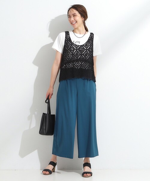 SHOO・LA・RUE（シューラルー）の「【S-LL/軽量】さらさらストレッチ ガウチョパンツ（その他パンツ・レディース・ブラック/ブラウン系その他/ブルーグリーン・01/02/03/04）」の14枚目の写真