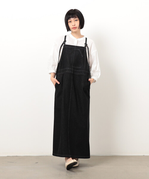 ONIGIRI(オニギリ)の「デニムジャンパースカート(ワンピース・レディース・ネイビー/チャコール・LARGE/MEDIUM)」の2枚目の写真