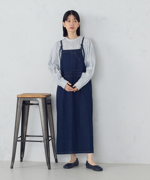 ONIGIRI(オニギリ)の「デニムジャンパースカート(ワンピース・レディース・ネイビー/チャコール・LARGE/MEDIUM)」の3枚目の写真