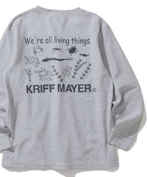 KRIFF MAYER Kid's Collection（クリフメイヤーキッズコレクション）の「【綿100％・蓄光】Wフェイスプリントクルー(池の生物）（Tシャツ/カットソー・キッズ・グレー/カーキ/イエロー/チャコール・170/160/150/140/130/120）」の2枚目の写真