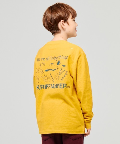 KRIFF MAYER Kid's Collection（クリフメイヤーキッズコレクション）の「【綿100％・蓄光】Wフェイスプリントクルー(池の生物）（Tシャツ/カットソー・キッズ・グレー/カーキ/イエロー/チャコール・170/160/150/140/130/120）」の6枚目の写真