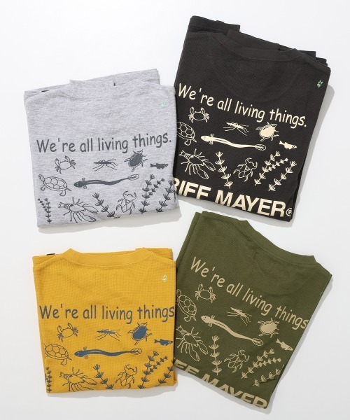 KRIFF MAYER Kid's Collection（クリフメイヤーキッズコレクション）の「【綿100％・蓄光】Wフェイスプリントクルー(池の生物）（Tシャツ/カットソー・キッズ・グレー/カーキ/イエロー/チャコール・170/160/150/140/130/120）」の18枚目の写真