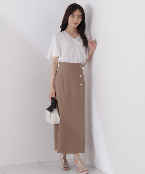 PROPORTION BODY DRESSING（プロポーションボディドレッシング）の「ツイスト半袖ブラウス / 1215210610（シャツ/ブラウス・レディース・ベージュ系その他/ホワイト/ブラウン・MEDIUM/SMALL）」の8枚目の写真